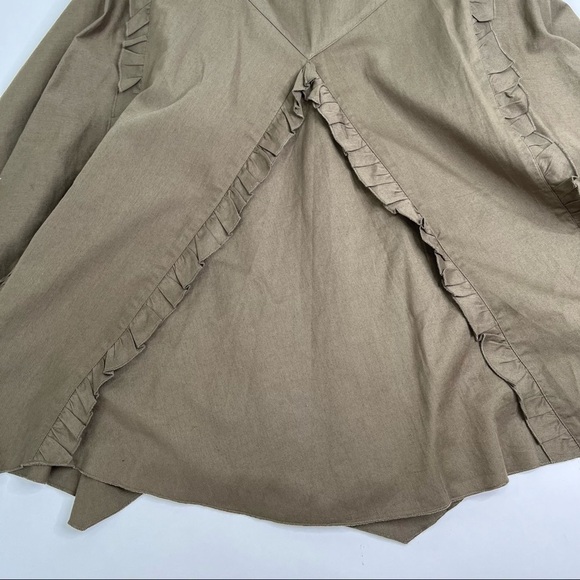 Together Lagenlook Boho Hippie Olive Green Metal Sequin Distressed Ruffled Dress - Picture 6 of 13